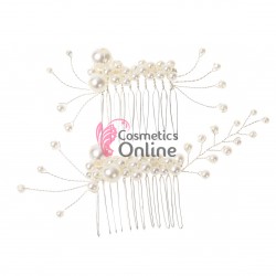 Accesoriu modern pentru decor par CA012FF Argintiu cu perle, set 2 bucati